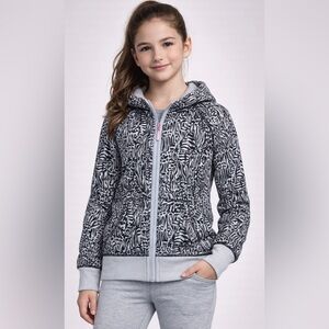 Ivivva (lululemon) Black and White Patterned Zip-Up Hoodie